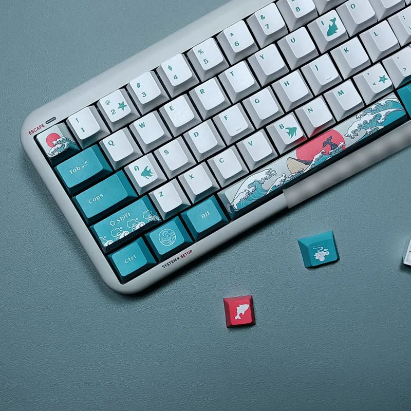 

Coral Sea keycaps PBT Dye-sub cherry profile Dye-suitable for standard 61/87/104/108/980/104/108 key keyboards