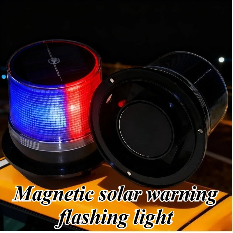 For Trucks Cars Boat Solar Powered Magnetic Strobe Warning Light with 6 LEDs Amber Emergency Beacon for Tower Crane Construction