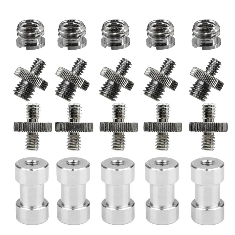 20 szt. Adapterów gwintowanych 1/4\" na 3/8\" żeńskie, gwint wewnętrzny na gwint zewnętrzny, metalowe adaptery do lamp błyskowych, statywów, zestawów do studia fotograficznego