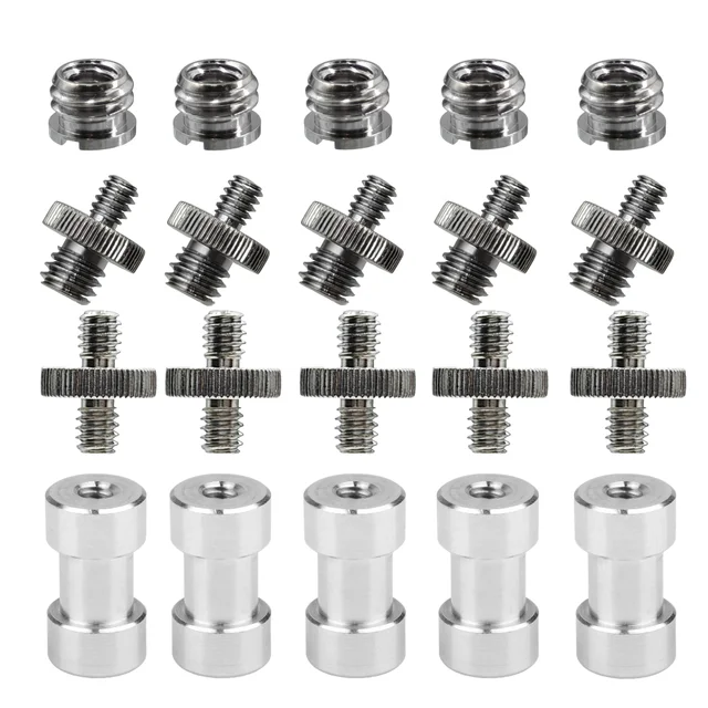 20 szt. Adapterów gwintowanych 1/4\" na 3/8\" żeńskie, gwint wewnętrzny na gwint zewnętrzny, metalowe adaptery do lamp błyskowych, statywów, zestawów do studia fotograficznego
