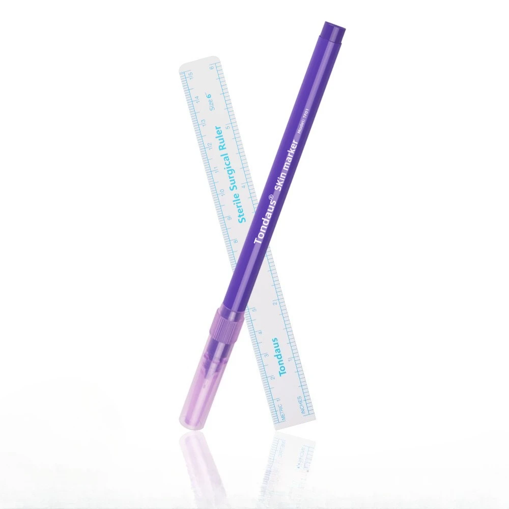 1pcs Microblading Positioning Pen White/Purple Surgical Eyebrow Tattoo Skin Marker Pen Tool With Ruler