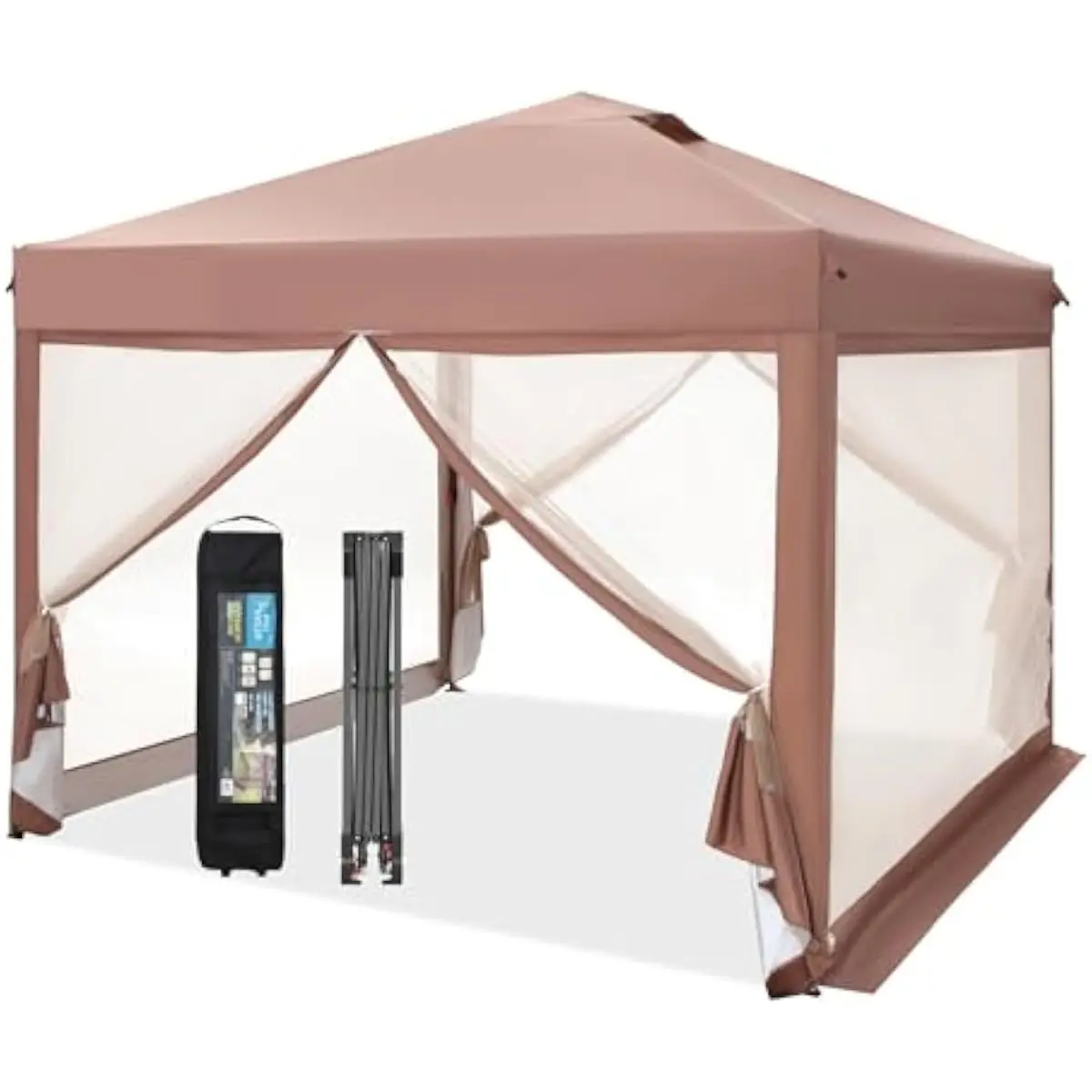 10x10 Instant Pop Up Canopy with Vented Top, Removable Mesh Walls, Adjustable Steel Legs, UPF 50+ Sun Protection, Water Resistan