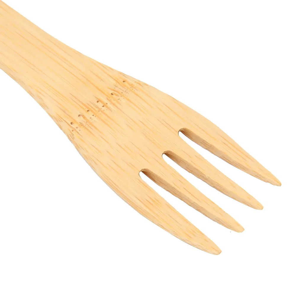 4Pcs Simple Bamboos Spork Lightweight Smooth Polished Tableware Practical Fork Spoon Combo Table Setting