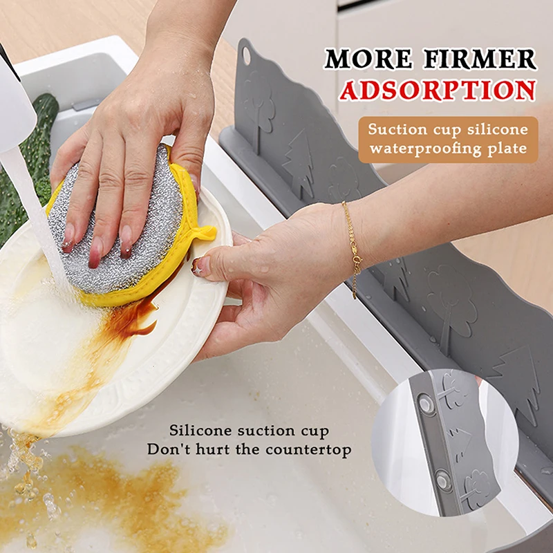 

Silicone Kitchen Sink Baffle Splash Guard With Suction Cup Pool To Protect Clothes From Splashing Washing Dishes Water Baffle