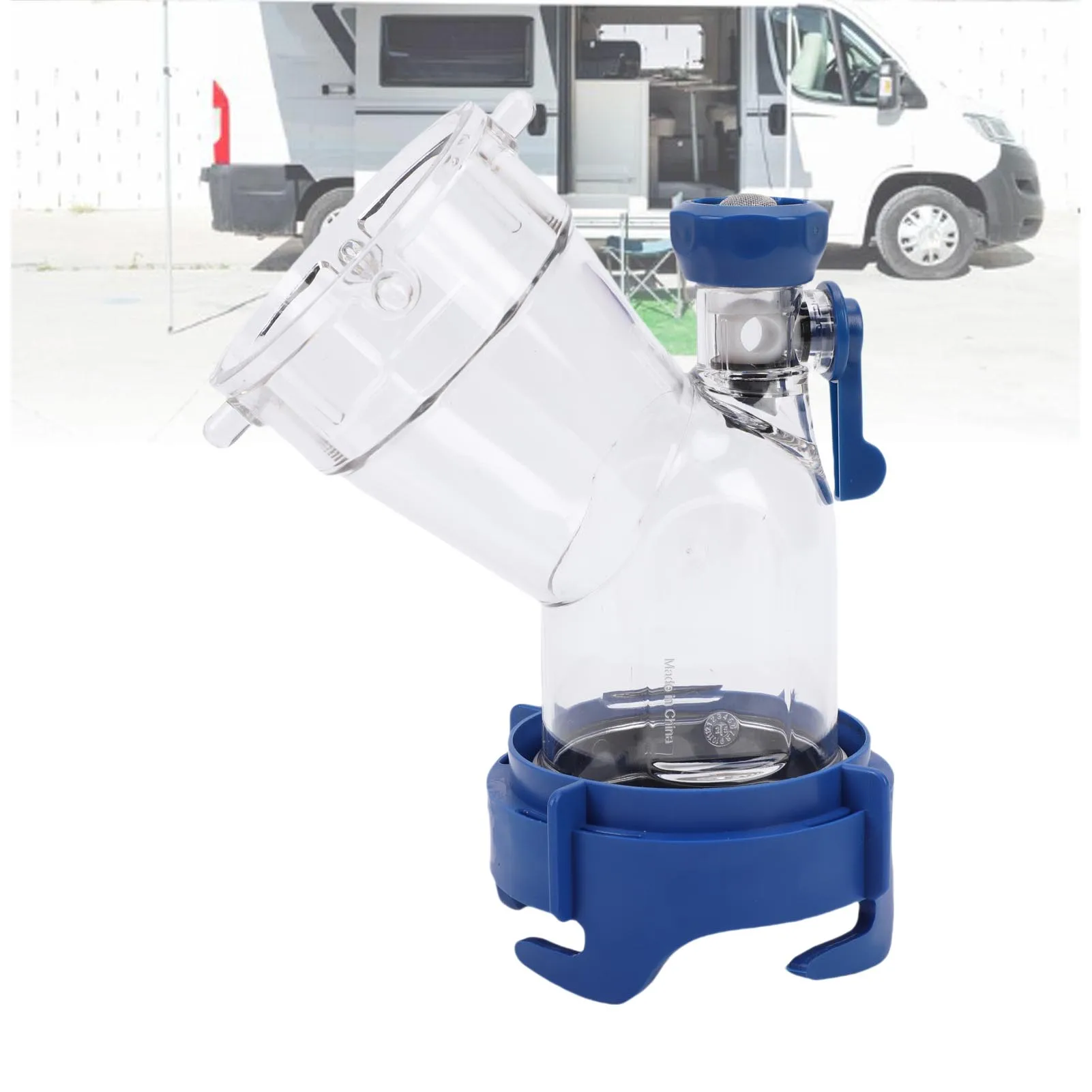 

45 Degree Waste Tank Flush Valve Attachment for RV Trailers RV Tank Rinser with Backflow Preventer Transparent Window
