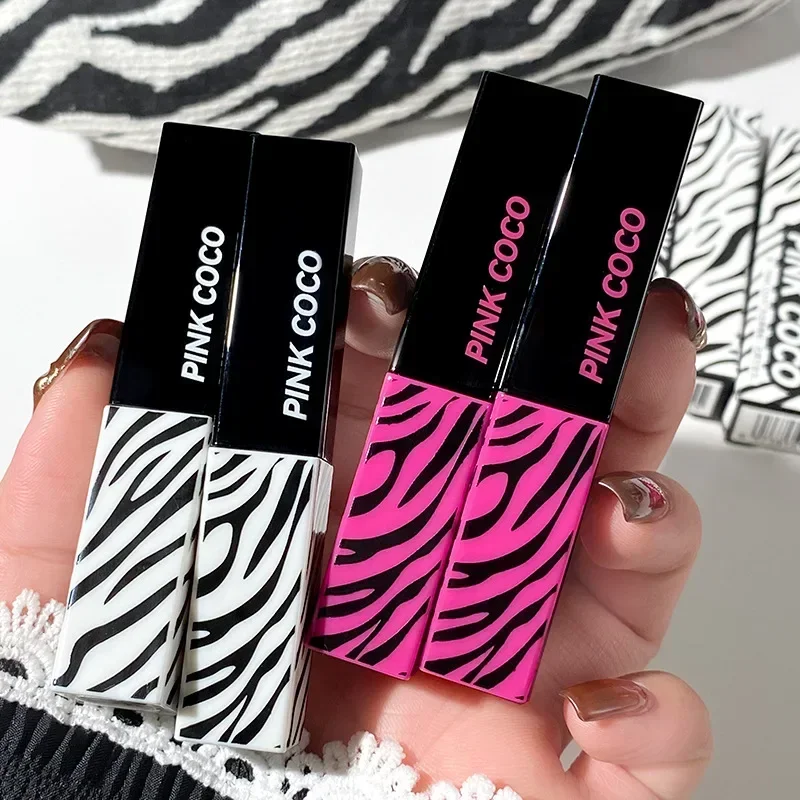 PINKCOCO Zebra Small Black Stripe Soft Mist Lip Mud Low Saturation Lotus Pink Lipstick