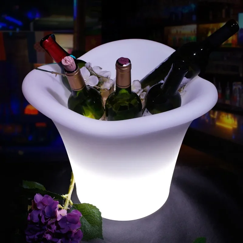 Luminous LED triangular ice bucket KTV bar ice bucket champagne bucket colorful remote control waterproof plastic red wine bucke
