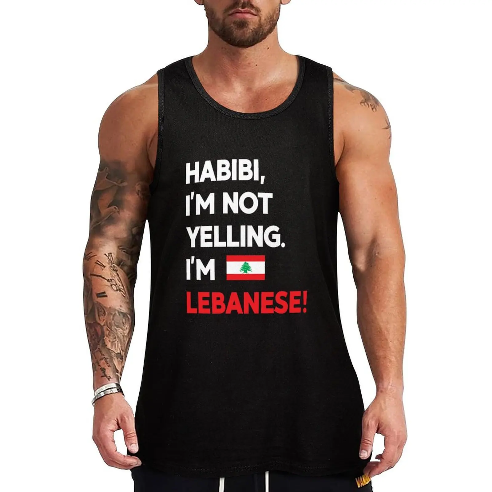 Habibi I'm Lebanese! Tank Top Gym T-shirts for men fashion 2024 man gym clothes for man Man summer clothes