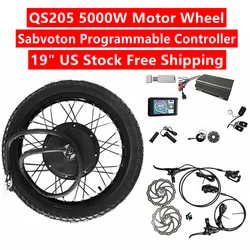 US Stock NBpower QS205 50H V3 72v 5000W Rear Motorcycle Wheel Kit 150mm Dropout Electric Bike Conversion Kit sabvoton controller