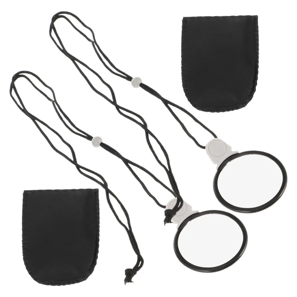 

2Pcs Outdoor Magnifying Glass Hanging Rope Portable Pendant Loupe for Jewelry Watching Observation