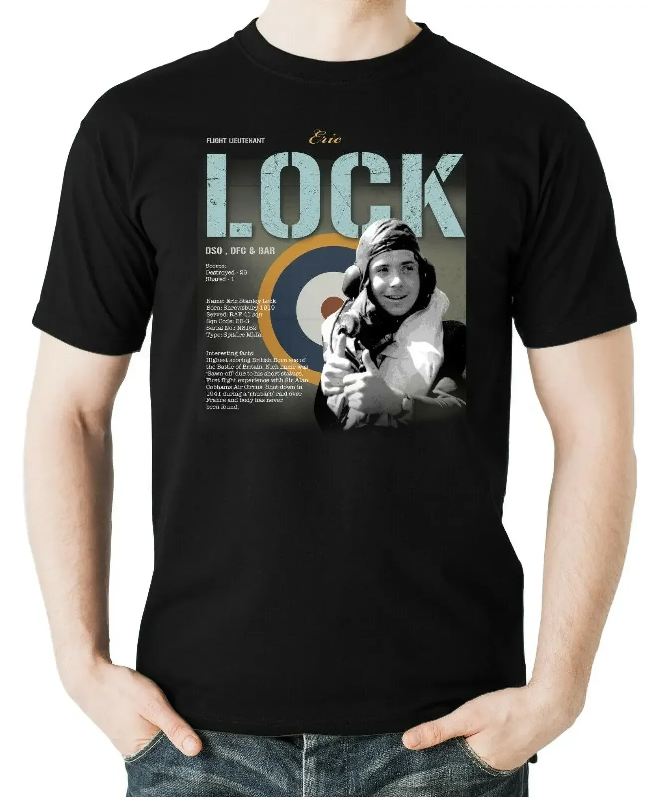 

Royal Air Force Air Aces Pilot Eric Lock T-Shirt 100% Cotton O-Neck Short Sleeve Summer Casual Mens T-shirt Aviation Streetwear