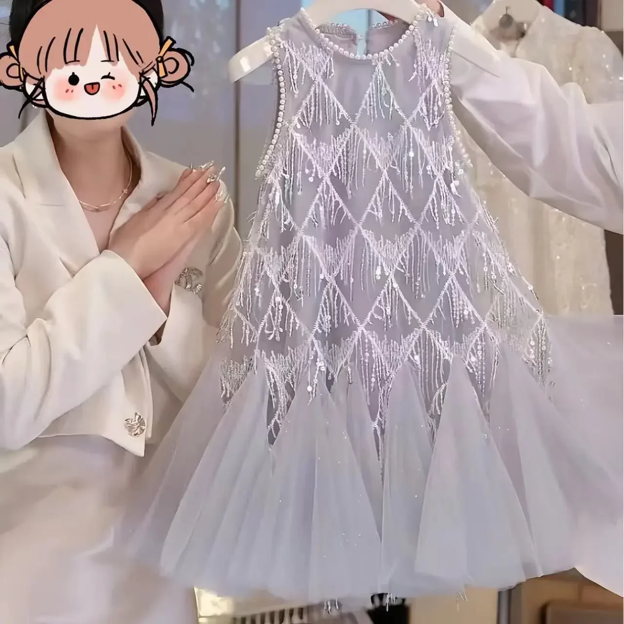 

New Baby Summer Girls Boutique Sequined Party Dress, Princess Kids Sweet Fashion Dress 3-8T