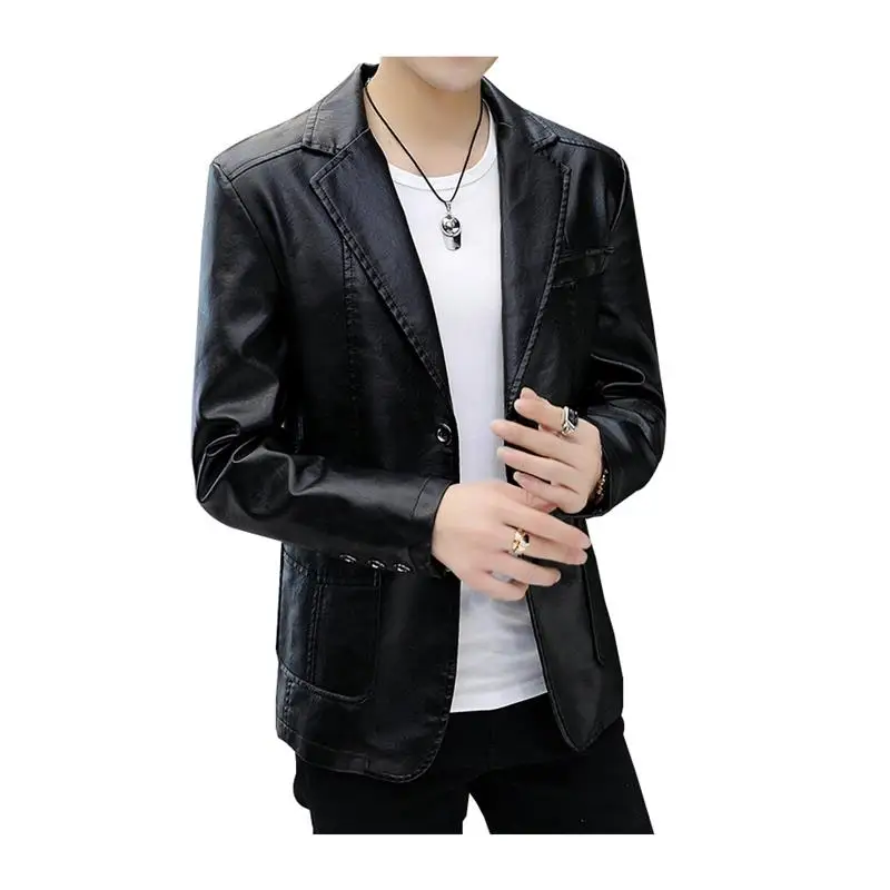 

Diyu enlong Men's Casual Leisure Biker Sle Leather Jaet Busin Faion Urban Faion Warm Non-deformable Coat