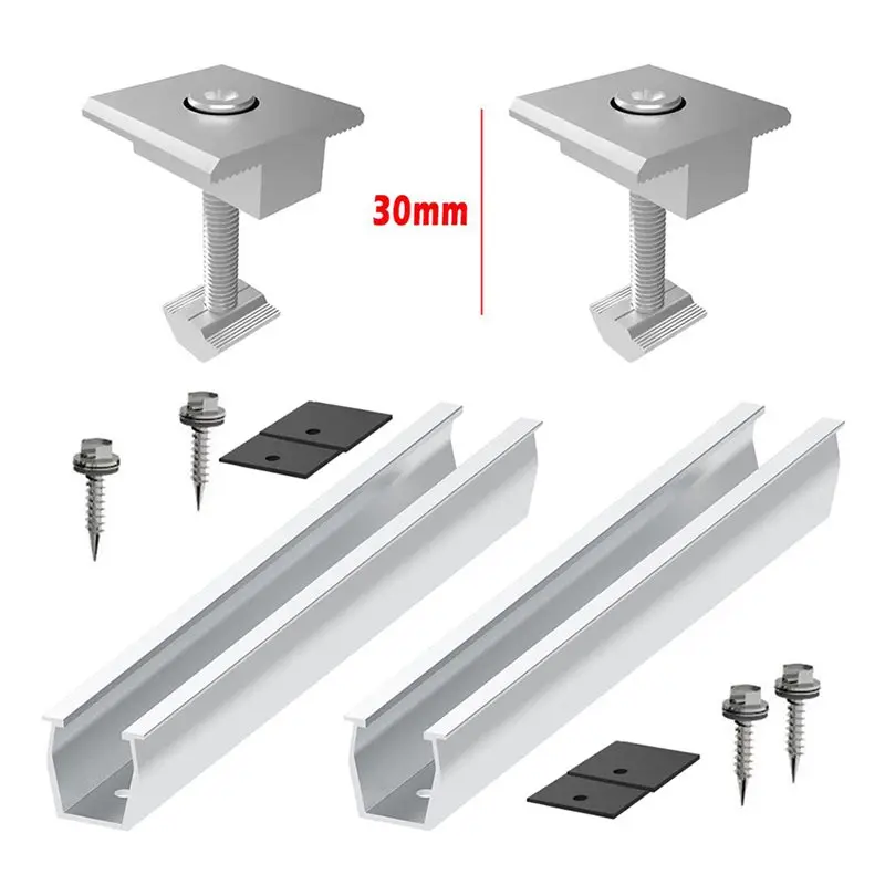 AB11-8X Solar Panel Mount Bracket Rails Clamp Fastening Module Mount Mounting PV Solar Power Supplies Trapezoidal Roof 30Mm