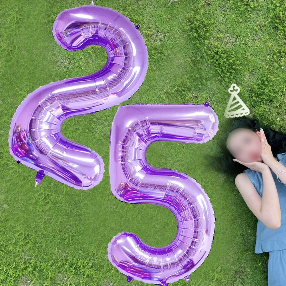 بالونات عيد ميلاد أرجوانية عملاقة 40 بوصة 0-9 أرقام بالونات لرقم الفراشة الأرجوانية وحفلات أعياد الميلاد وحفلات استقبال المولود الجديد #6