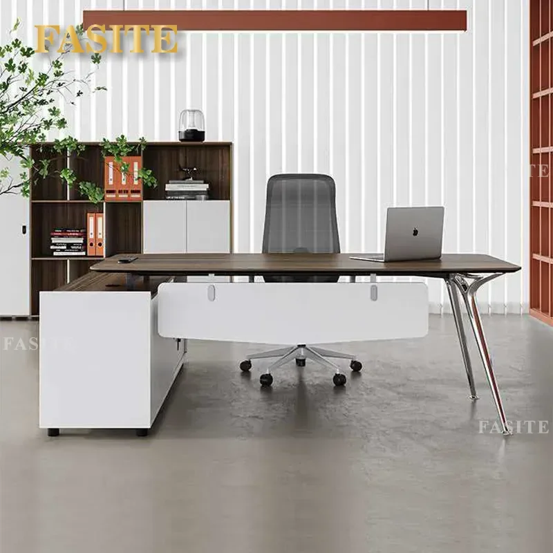 For High-end President Desk Electroplating Foot Large Office Table Manager Executive Workstation Modern Business Furniture