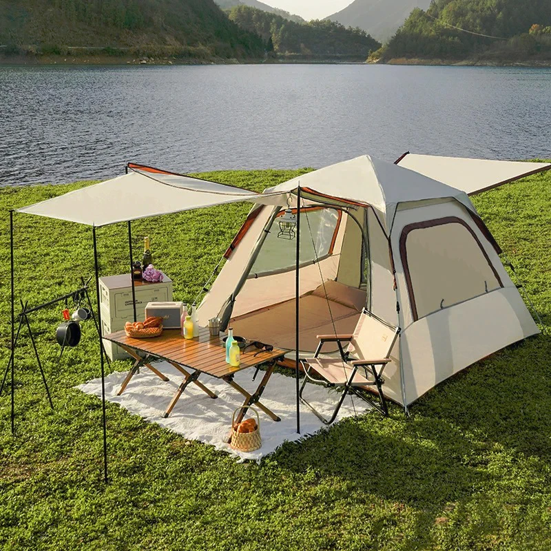 

Outdoor Automatic Camping Tent Waterproof Sunshade Tent Canopy 2-in-1 Outdoor Extended Type Outgoing Hiking Backpacking Tents