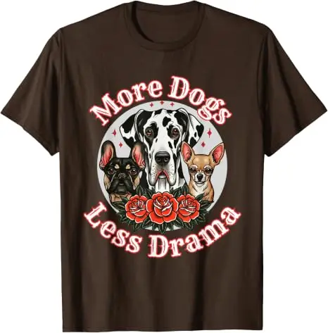 Mehr Hunde, weniger Drama – Great Dane, Frenchie, Chihuahua T-Shirt – Y2K Haustierliebhaber Grafik-Bekleidung – Personalisiertes Streetwear Spruch-T-Shirt – Detail 8
