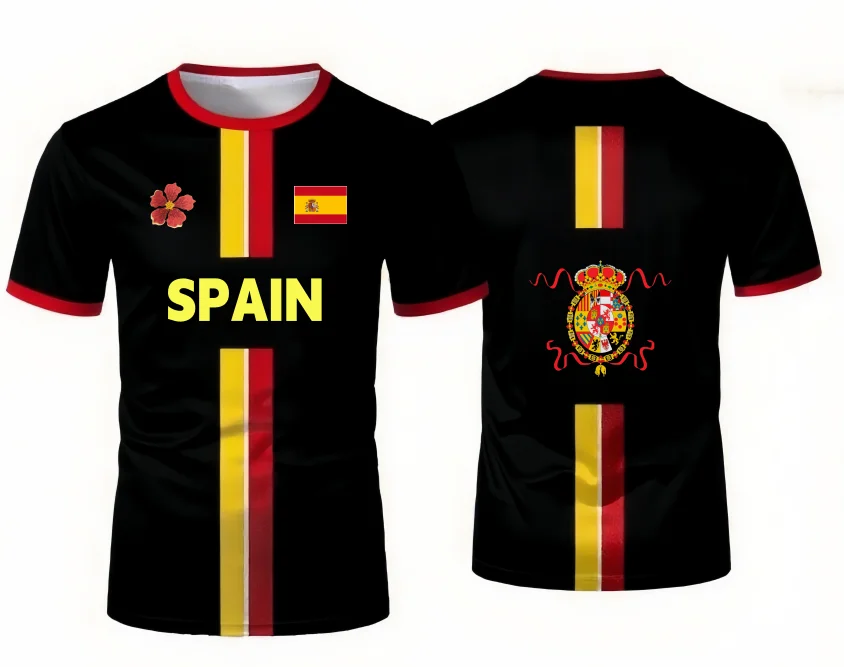 

2025 Summer New Boys and Girls 3D Printing DIY Italy Spain Creative T-shirt Sports Training Short Sleeves