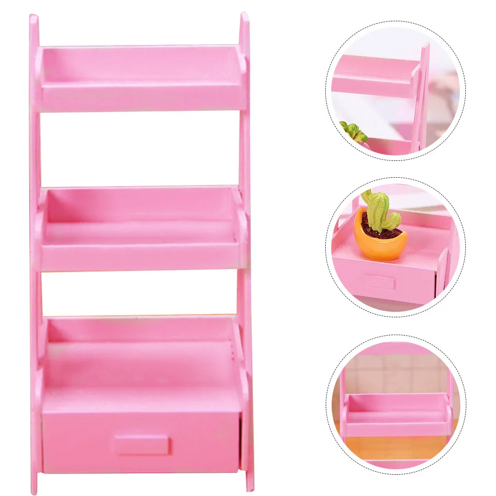 

Miniature Wooden Shelf for Dollhouse Decorative Wear-Resistant Small Size Desktop Storage Rack Creative Play