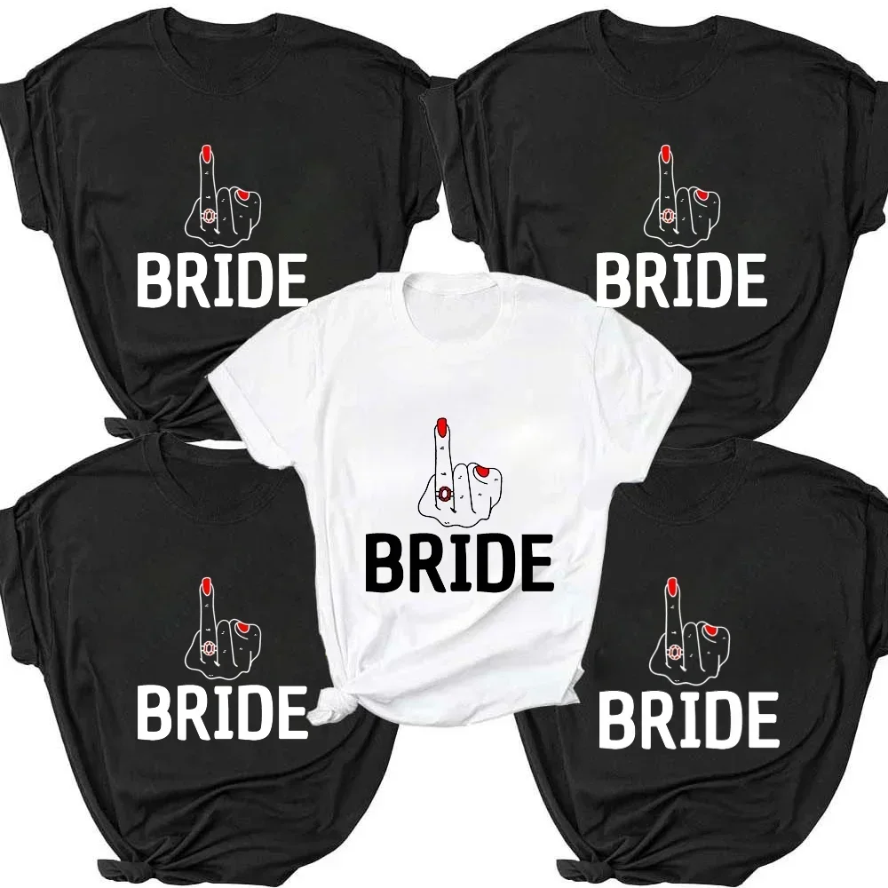 Women T-Shirts Bride Finger Diamond Ring Wedding Engagement Tshirt Evjf La Mariee Tee Shirts Hen Party Tops Tees Graphic Tshirt