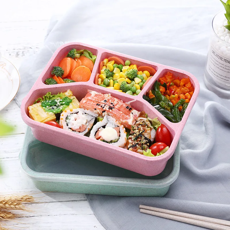 4 Grids Lunch Box Bento Box Lunch Containers for Adult/Kid/Toddler Picnic Bento Lunch Box Microwave Dishwasher Freezer Safe 2024