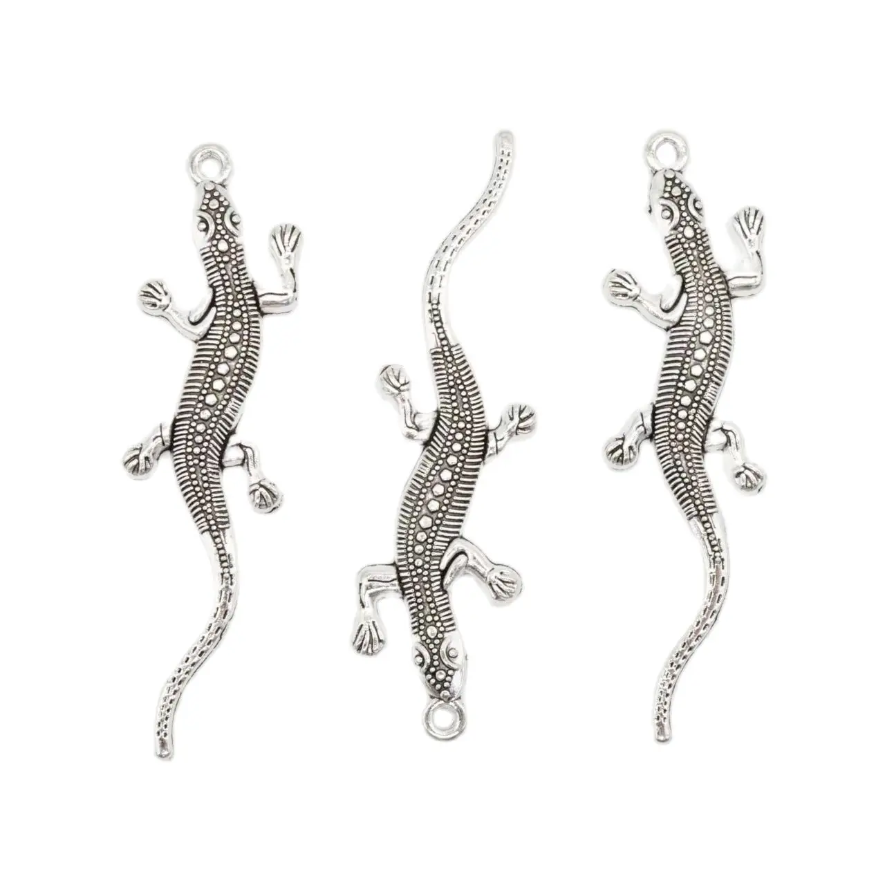 10pcs Charms Gecko 56x15mm Handmade Craft Pendant Making fit,Vintage Tibetan Bronze Silver color,DIY For Necklace