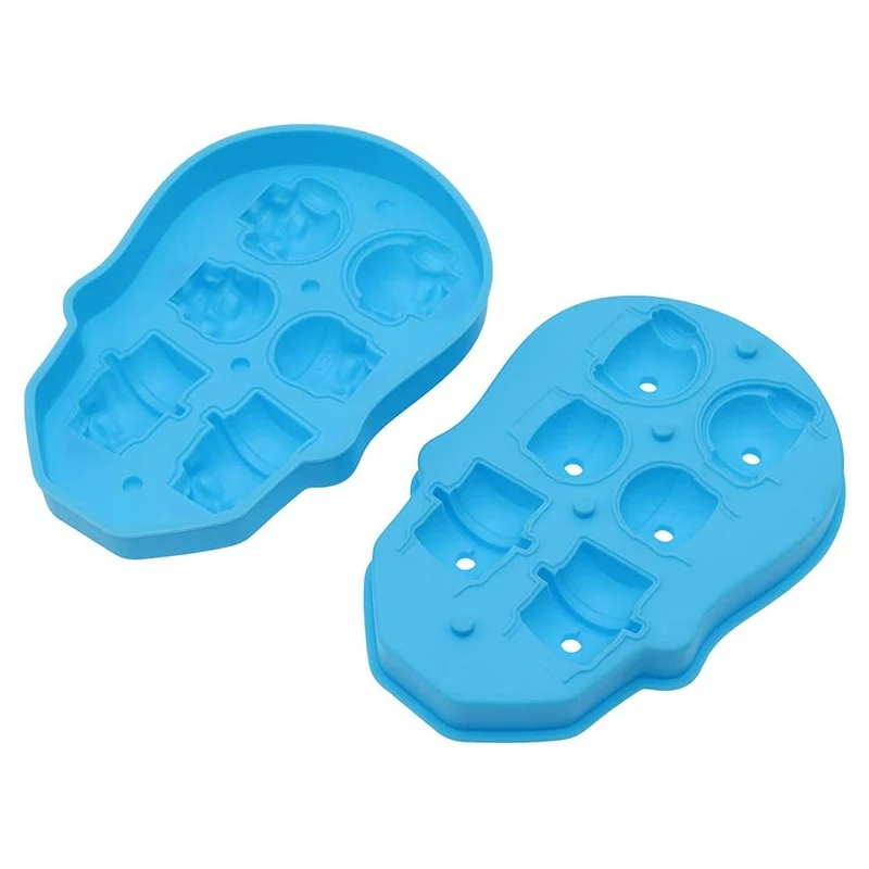 3D Skull Ice Square Ice Making Box 6 Skull Ice Squares Reusable Whisky Ice Hockey Ice Square Mold