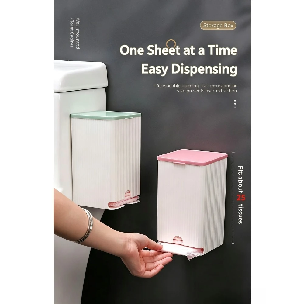 Wall Mounted Sanitary Pad Storage Box Toilet Organizer Dispenser Dust‑Proof Period Pad Holder for Bathroom Toilet Cabinet