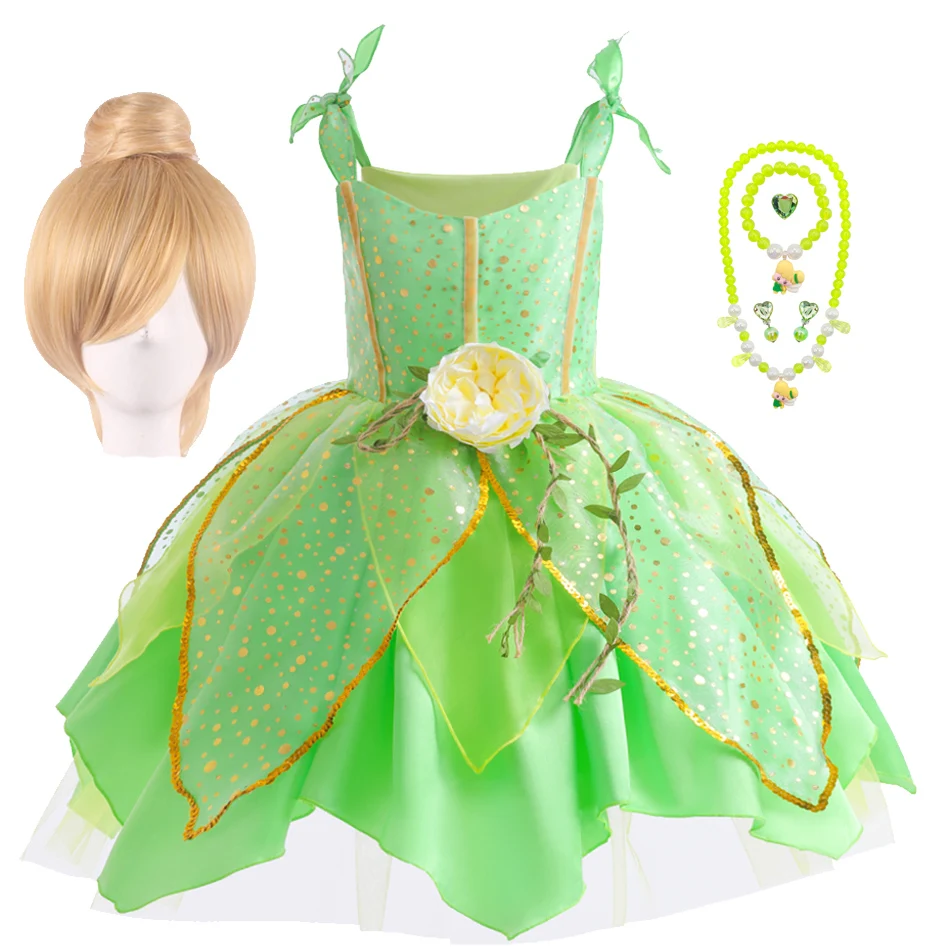 Girls Tinker Bell Dress Halloween Costume Kids Green Tinkerbell Fancy Fairy  Princess Cosplay Party Carnival Clothing Christmas - AliExpress
