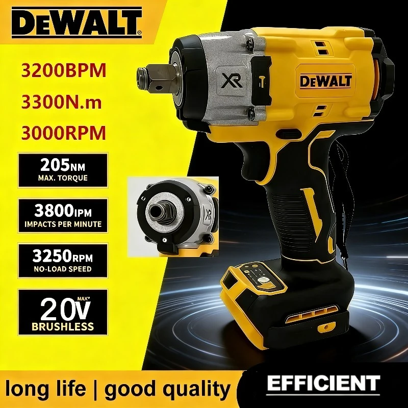 

Бесщеточный ударный гайковерт Dewalt 3250 об/мин, 205 Н·м, аккумуляторный, с высоким крутящим моментом, интеллектуальный инструмент для ремонта