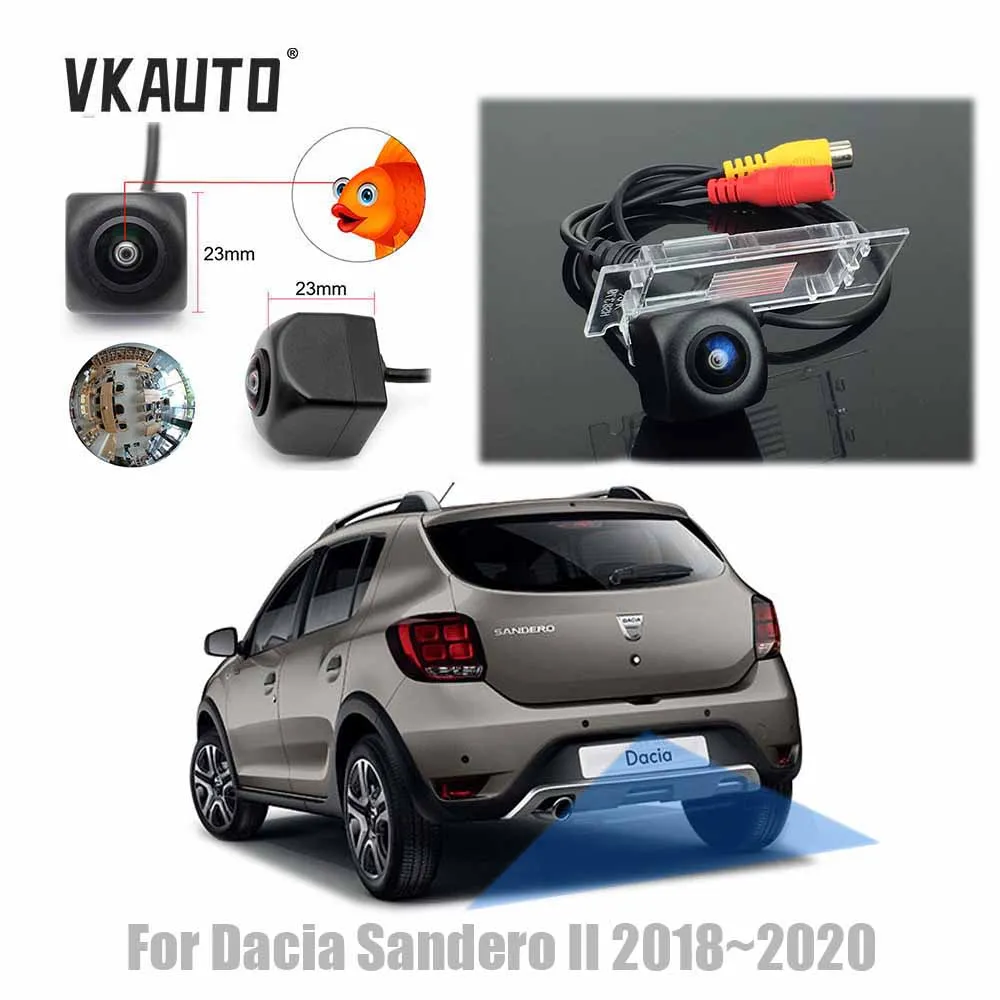 

Vkauto Fish Eye Rear View Camera For Dacia Sandero II Face-lift 2018 2019 2020 HD CCD Night Vision Backup Reverse Parking Camera