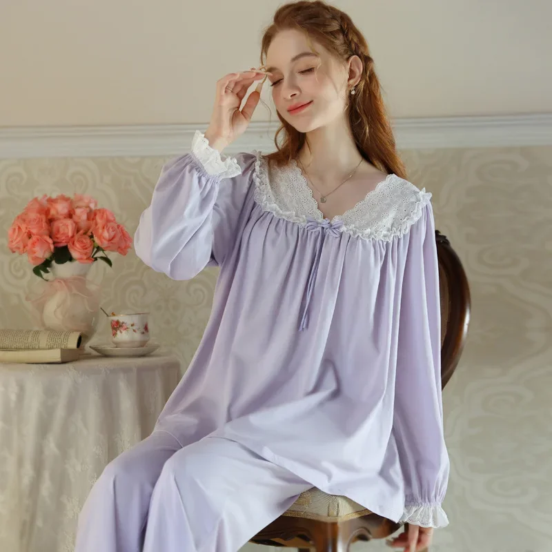 Sleepwear Women's Clothes Suits Autumn Thin Home Simple Soft Cozy Casual Breathable Slim Loose Fit Temperament Airy Cool Sweet