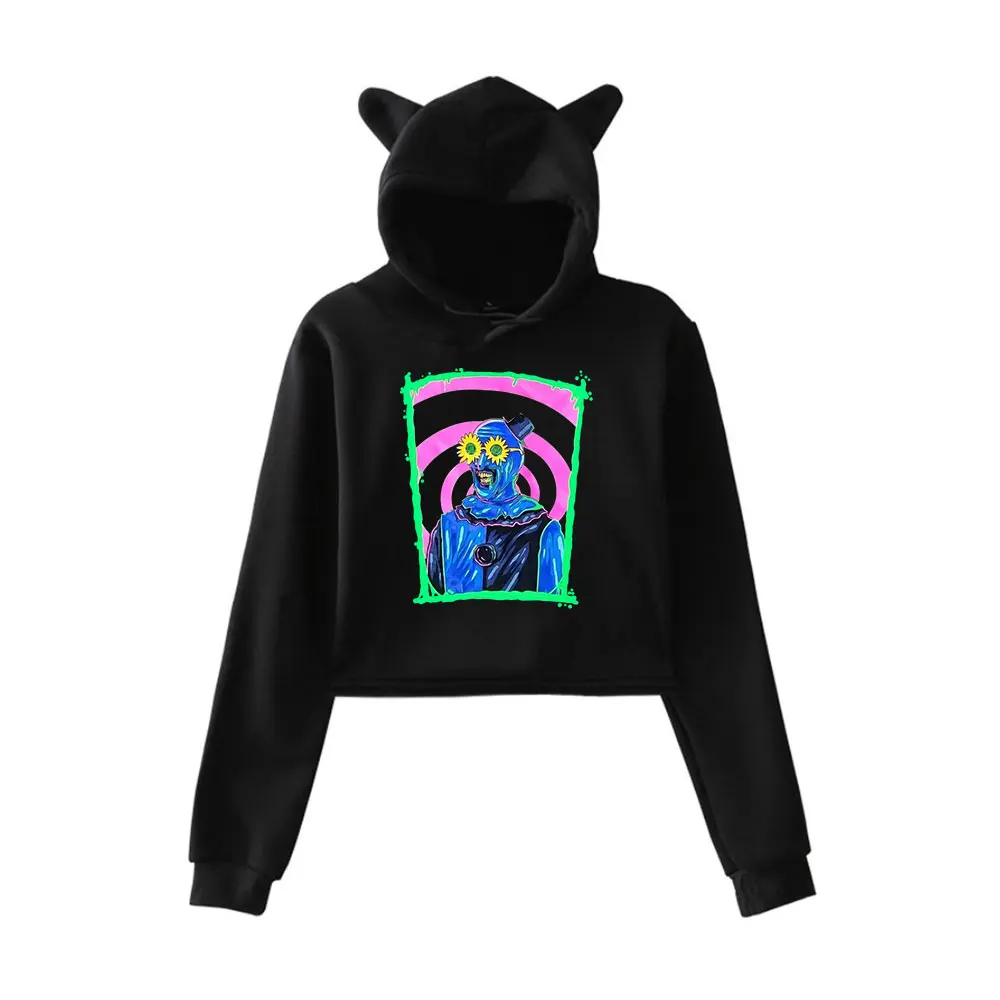 Terrifier Art the Clown Hoodie Vintage 90s Merch Hoodies Sweatshirt for Girls Cat Ear Crop Pullover