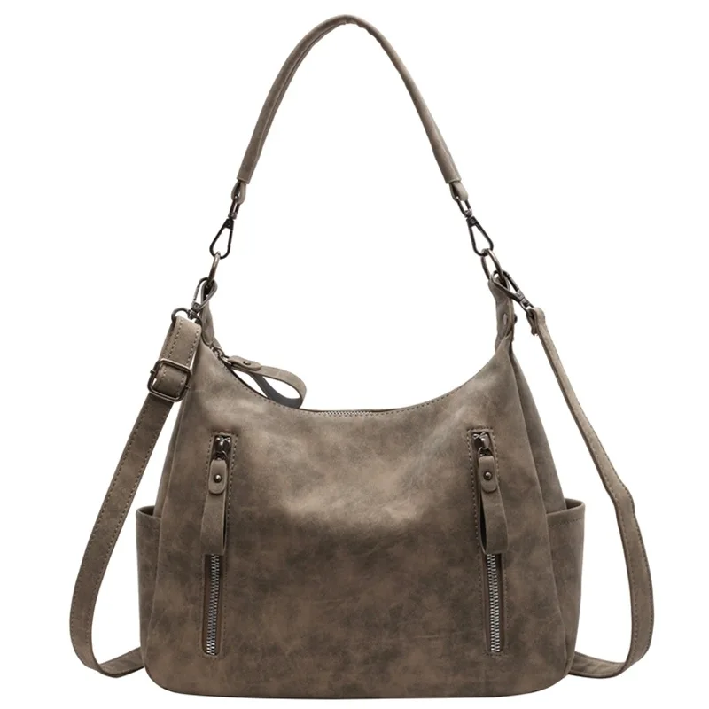 Frauen Umhängetasche Luxus Designer Schräge Quer Einzelnen Schulter Tasche Große Kapazität Handtaschen Retro Matte PU Leder Hobos – Detail 30