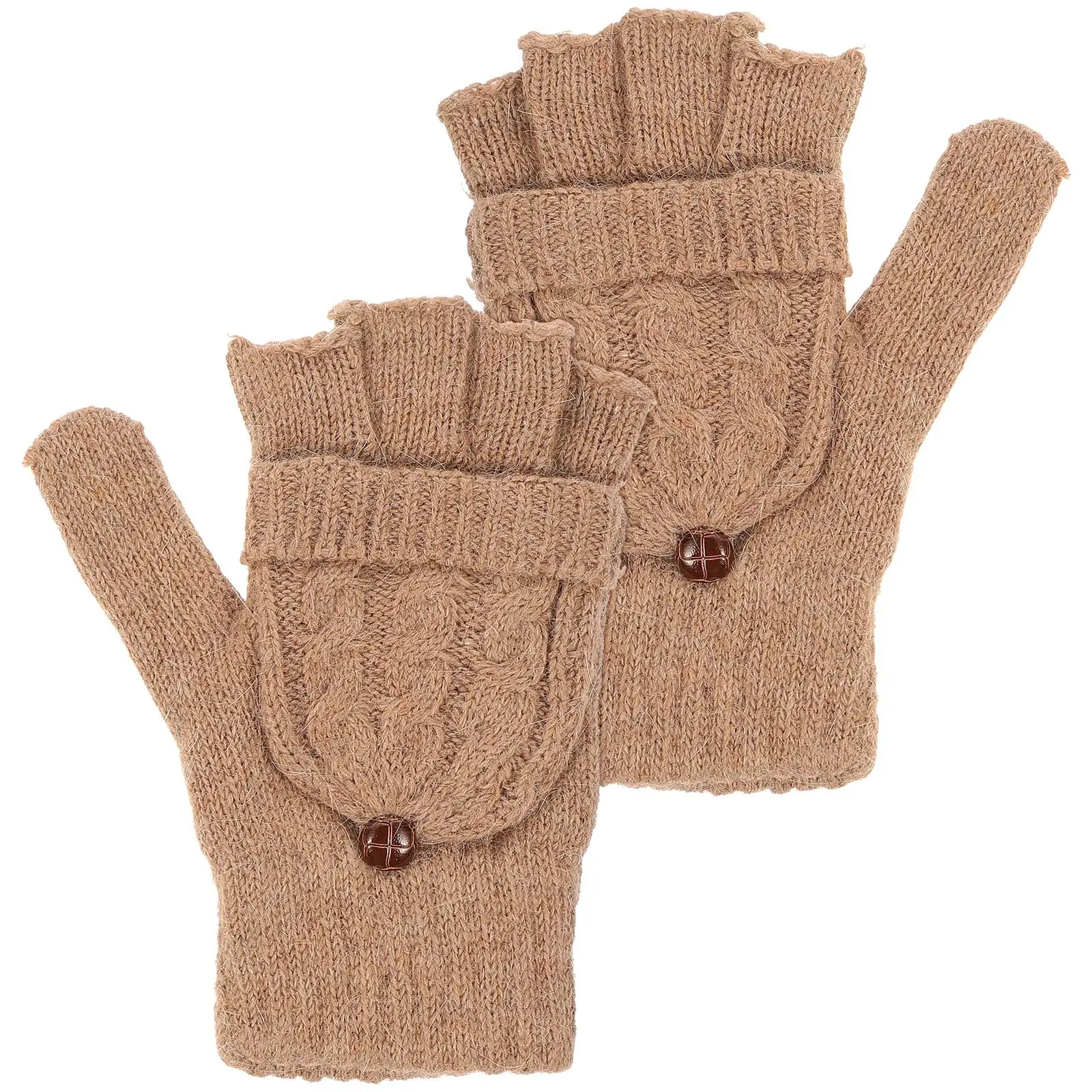 

Fingerless Gloves Winter Women Wool Compression Keep Warm Mitten Semi Woman Black