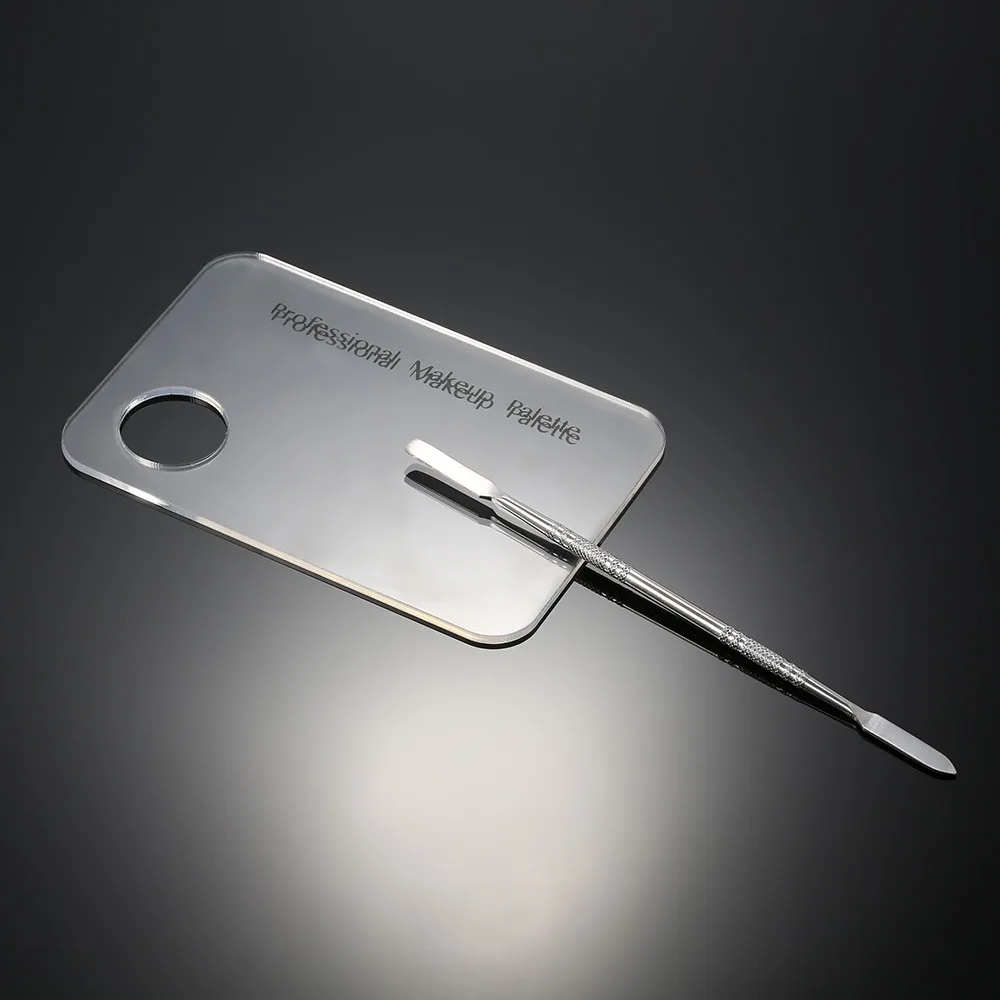 Stainless Steel Makeup Mixing Palette With Spatula Tool Size 4.5x2.9 In Stainless Steel Palette Hands-Free Design 2 Pcs