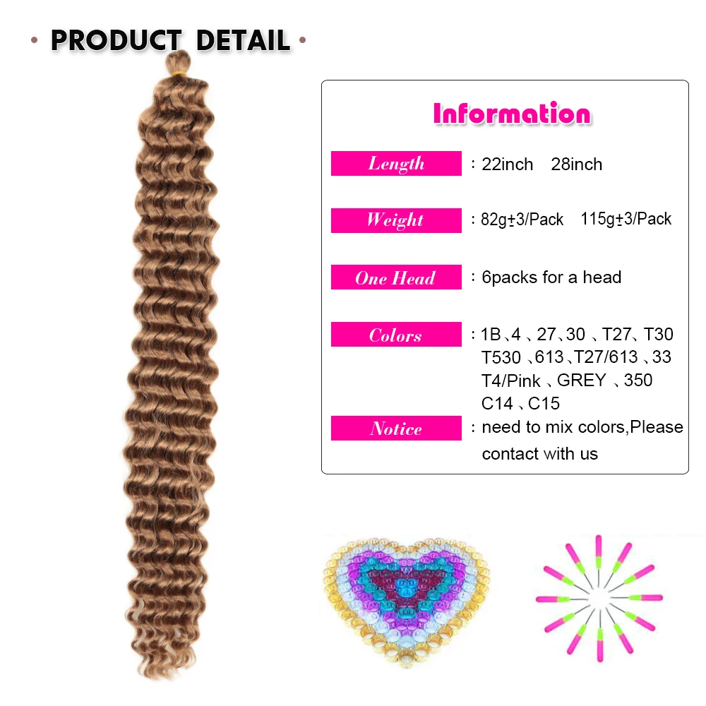 Synthetische Deep Twist Häkelhaar 22-28 Zoll natürliche afrikanische Locken gewellte Flechthaar verlängerungen braun blondes Haar Expo City