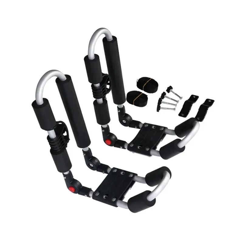 

Double Kayak Roof Rack with Paddle Buckle Foldable Silver Kayak Roof Rack