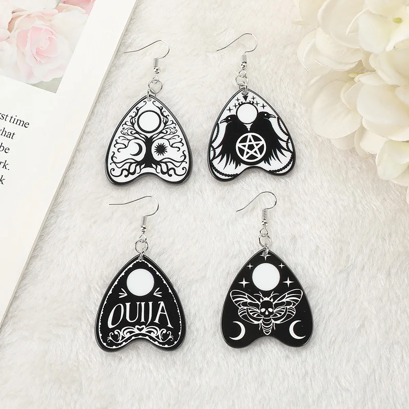 1Pair Ouija Board Dangle Earrings Acrylic Sun Moon  Butterfly for Women Birthday Gift