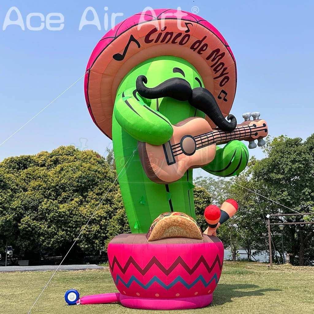Cactus inflável gigante com ventilador cinco de mayo com taco sombreros guitarra para festa fiesta celebrações de férias mexicanas
