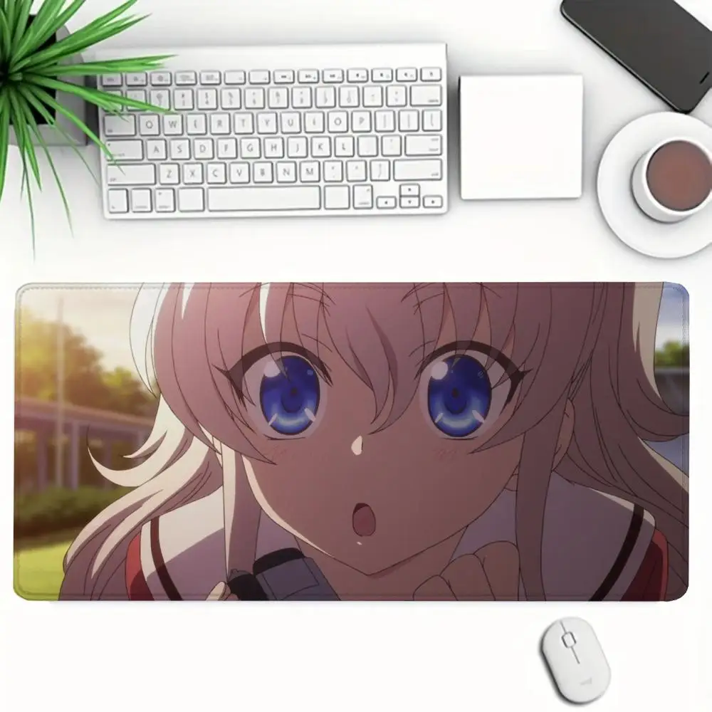 

Коврик для мыши в стиле аниме Charlotte для девочек, большой размер, игровой коврик для мыши, компьютерная клавиатура, настольный коврик, подходит для игрового офиса, стандартный коврик