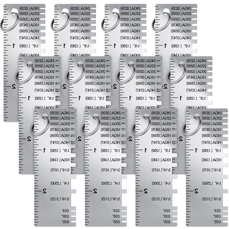 Best-Selling Welding Tool Accessories- Metal Plate Thickness Gauge(12Pcs), Stainless Steel Wire Size Detection Tool