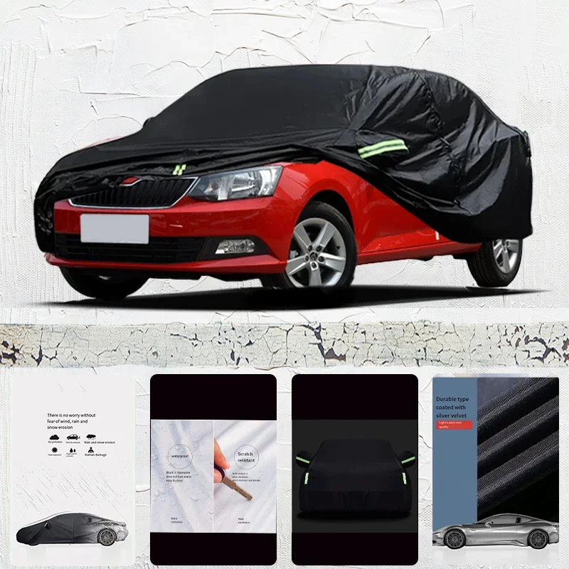 

For Skoda Fabia Anti-UV Sun Shade Rain Snow Resistant Black Cover Dustproof Car umbrella Full Car Cover Outdoor Protection