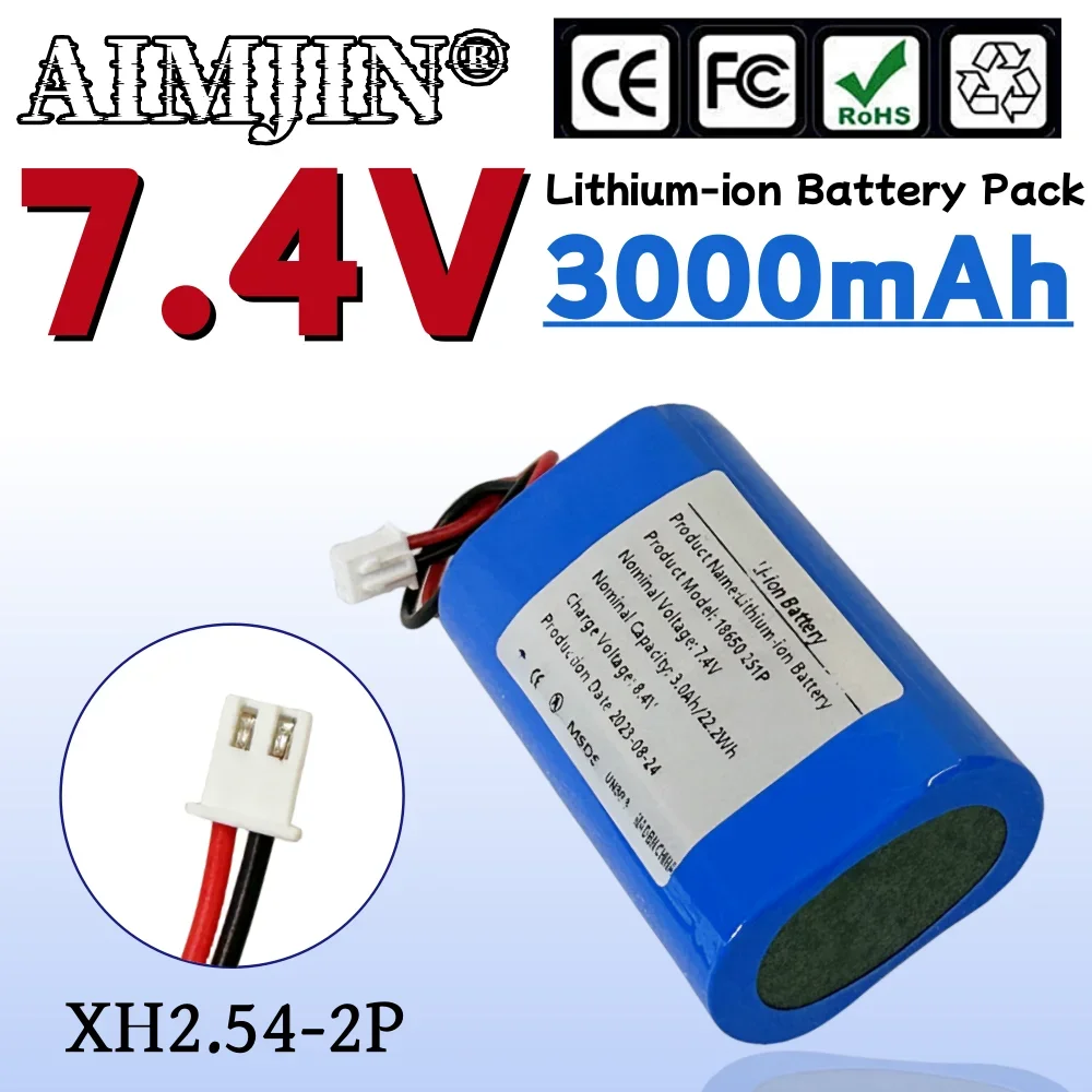 

7.4V 3000mah 18650 Battery Pack Xh2.54-2p Plug Li-lon Rechargeable Battery for Bluetooth speakers LED lights+Protection Board