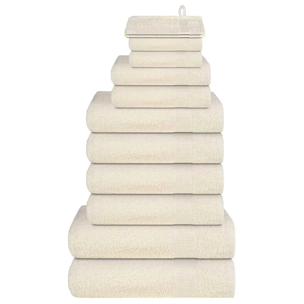 12-Piece Cream Cotton Towel Set, 360 GSM - Ultra-Soft & Absorbent Luxury Bath Towels