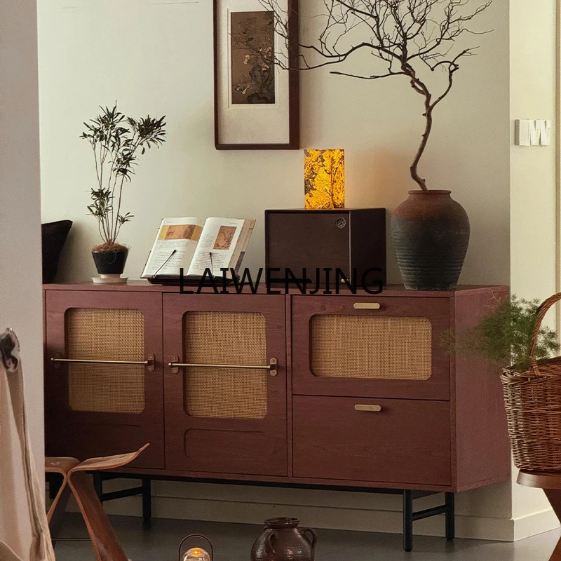 MJY pensile medievale TV sala da pranzo bordo rattan retrò piccolo appartamento portaoggetti soggiorno armadio portaoggetti