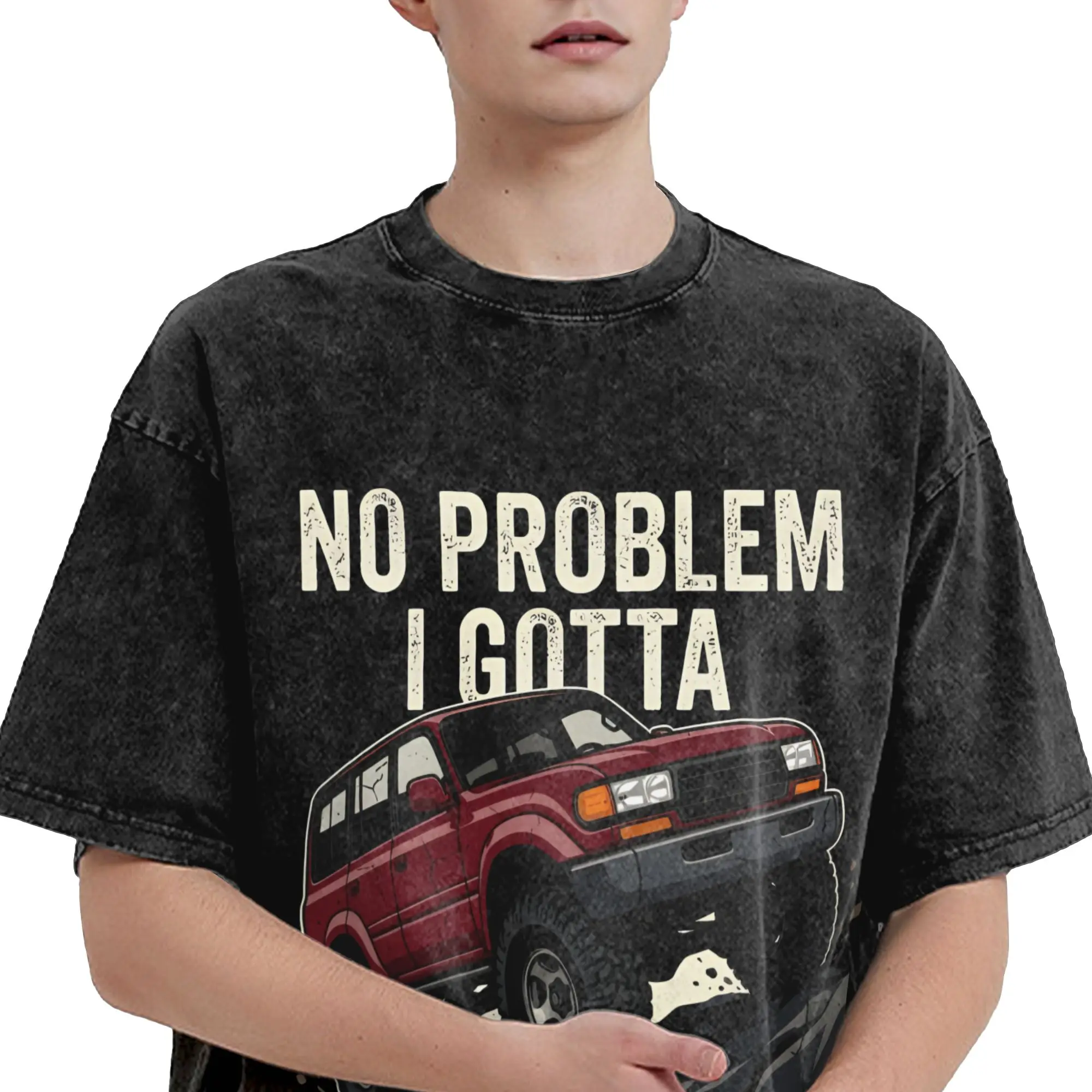 Summer Land Cruiser 80 Series LC80 Red Retro Off-Road Washed T Shirts Merch Oversize T-Shirts  Men Women Tee