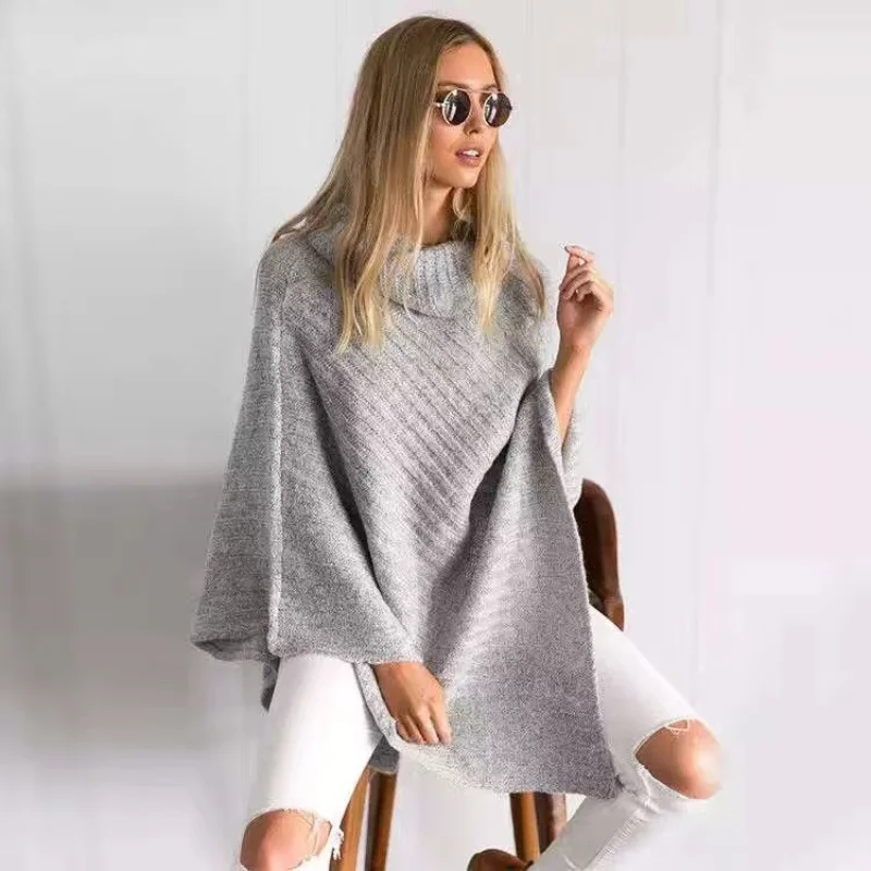 Women Clothes Turtleneck Irregular Shawl Sweater Fashion Sleeveless Pullover Knitwear Ladies Streetwear 2020 Fall New