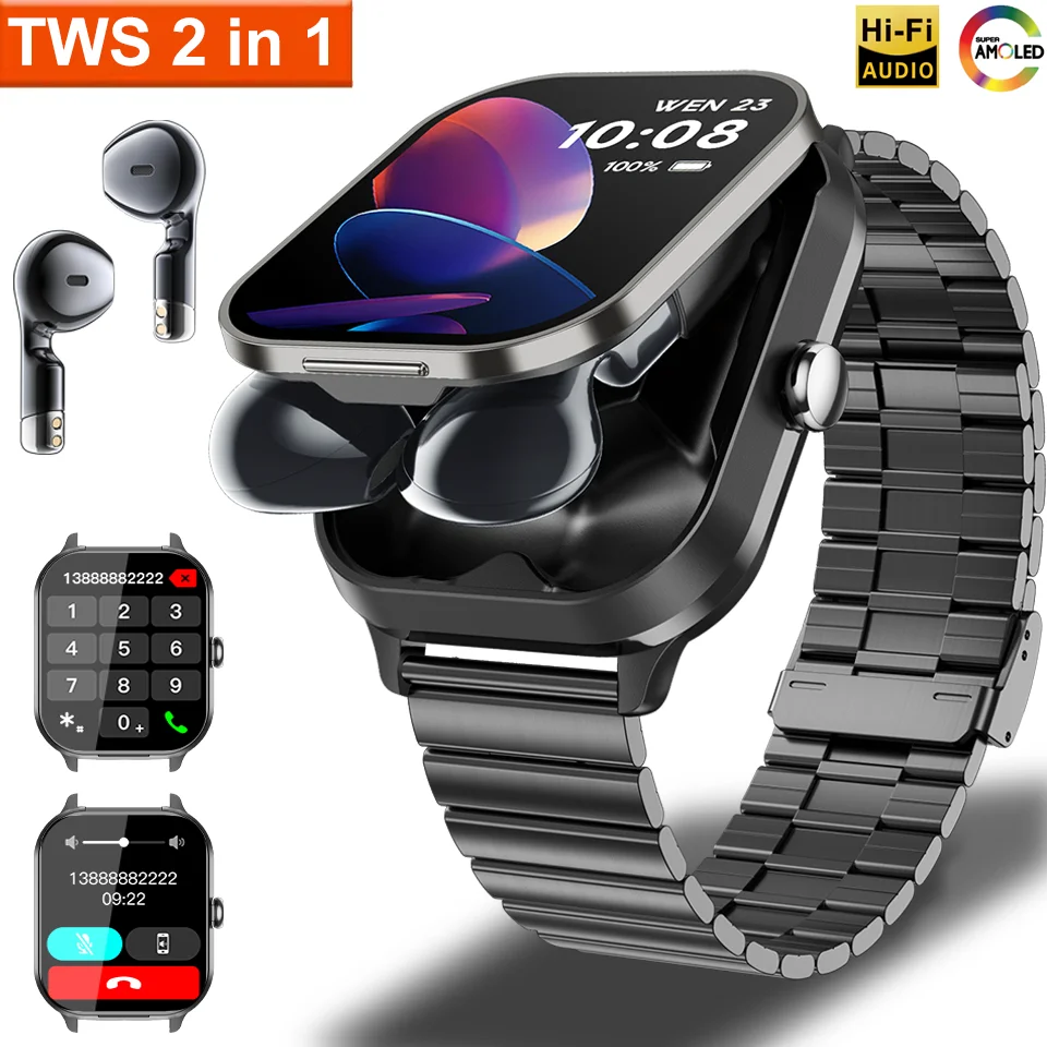 

Новые смарт-часы 2026 года с TWS-наушниками 2-в-1, Bluetooth-гарнитурой, HIFI-качеством звука, GPS, измерением пульса и функцией звонков по Bluetooth для мужчин и женщин